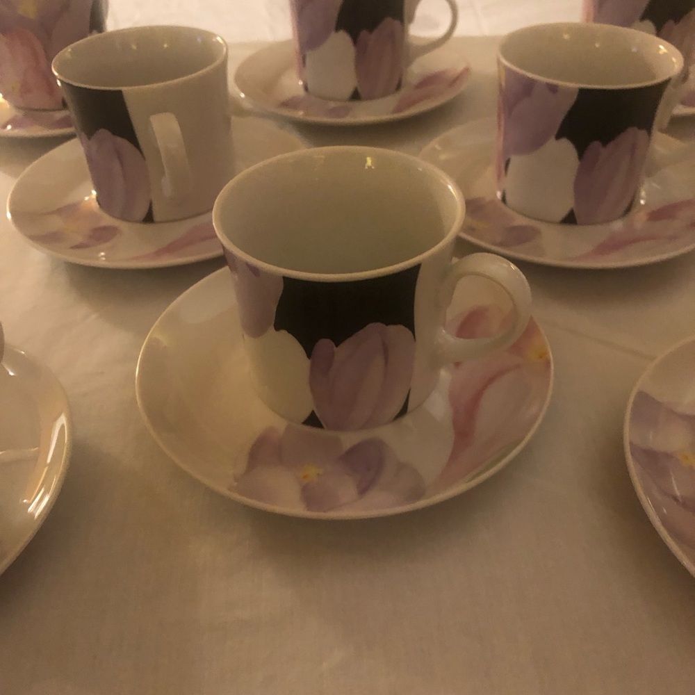Lenox Purple/White Teacup & Saucer Floral Porcelain Vintage Discontinued Pattern
